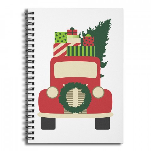 Vintage Christmas Truck 6x8 Ruled Spiral Notebook