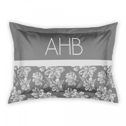 Sketched Gray Flowers Sham