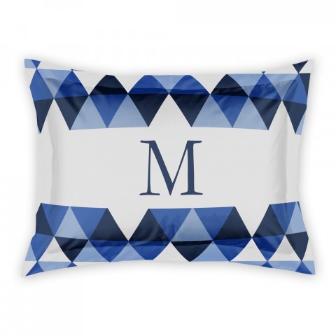 Blue Geo Triangles Standard Personalized Brushed Poly Sham