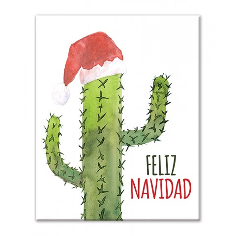 Feliz Navidad Cactus 8x10 Tabletop Canvas