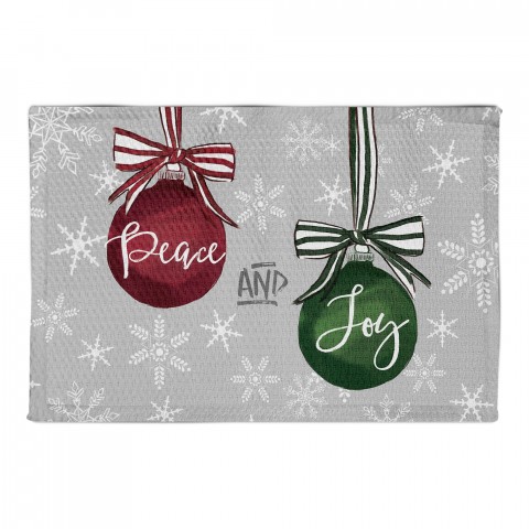 Peace and Joy Ornaments on Gray 22.5x37 Area Rug