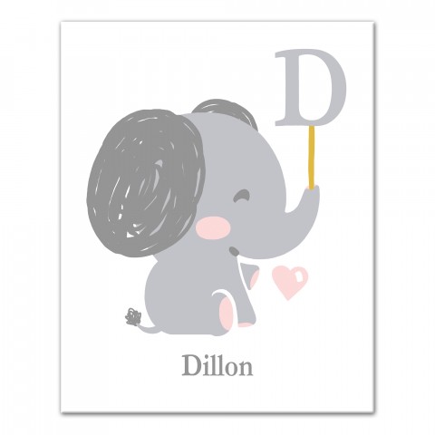 Baby Elephant 16x20 Personalized Canvas Wall Art