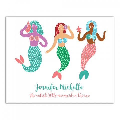 Personalized Mermaid Friends 16x20 Personalized Canvas Wall Art