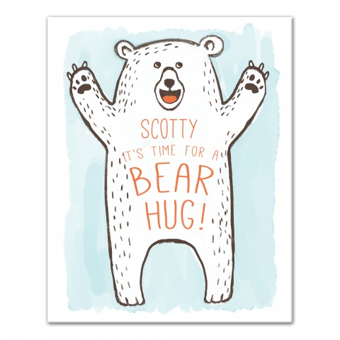 Bear Hug 16x20 Personalized Canvas Wall Art