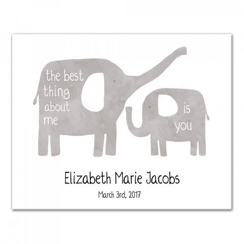 Happy Elephants 16x20 Personalized Canvas Wall Art