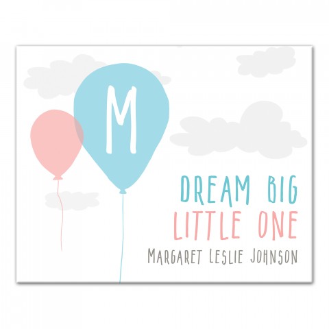 Dream Big Little One 16x20 Personalized Canvas Wall Art