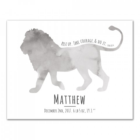Courageous Lion 11x14 Personalized Canvas Wall Art