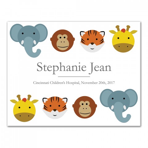 Animal Faces 11x14 Personalized Canvas Wall Art