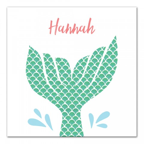 Mermaid Tail 16x16 Personalized Canvas Wall Art