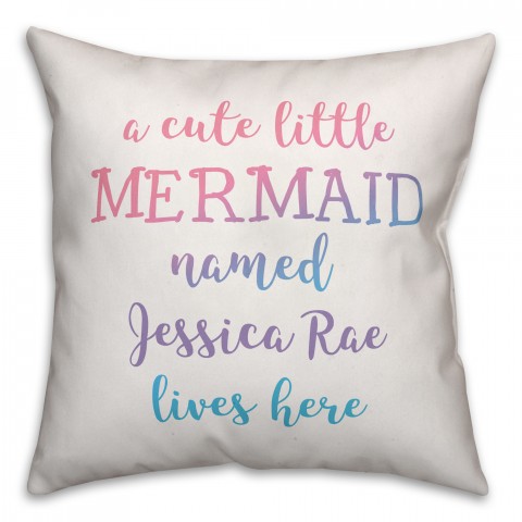 Cute Little Mermaid  18x18 Personalized Spun Poly Pillow