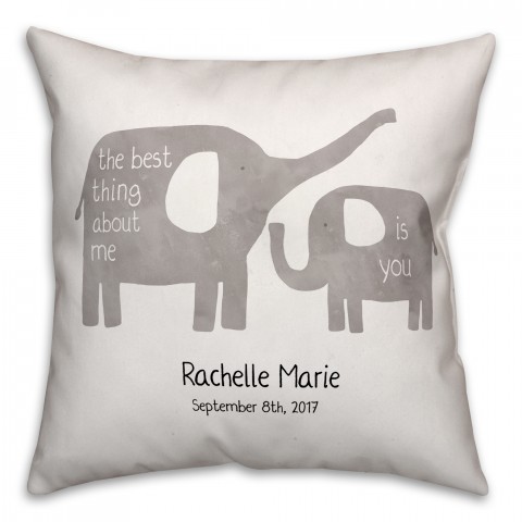 Happy Elephants  18x18 Personalized Spun Poly Pillow