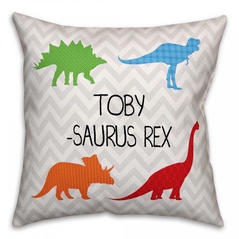 Personalized Name-Saurus Rex Dino  18x18 Personalized Spun Poly Pillow