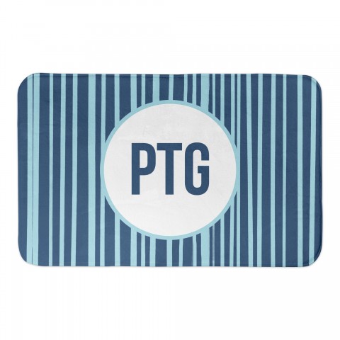 Personalized Initials Blue Striped 24x17 Personalized Bath Mat