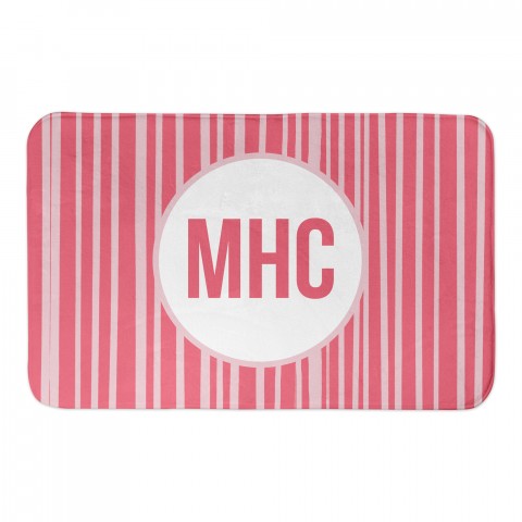 Personalized Initials Pink Striped 24x17 Personalized Bath Mat