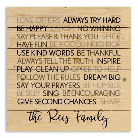 Family Rules 21x21 Personalized Pallet Wood Art