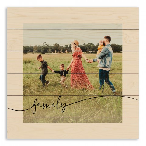 Script Family Photo 21x21 Personalized Pallet Wood Art