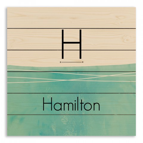 Teal Watercolor Monogram 21x21 Personalized Pallet Wood Art