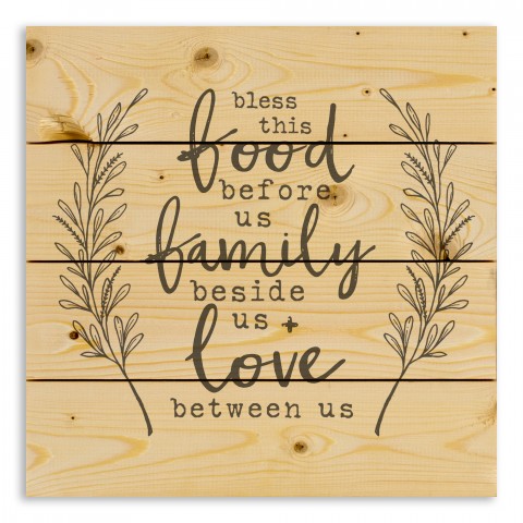 Bless this Food, Family and Love 14x14 Pallet Wood Art