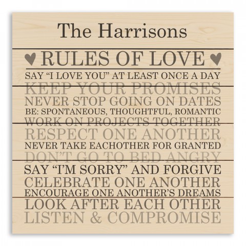 Rules of Love 21x21 Personalized Pallet Wood Art