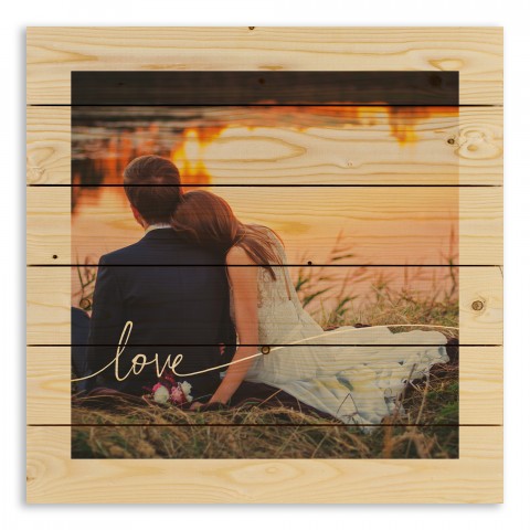 Script Love Photo 21x21 Personalized Pallet Wood Art