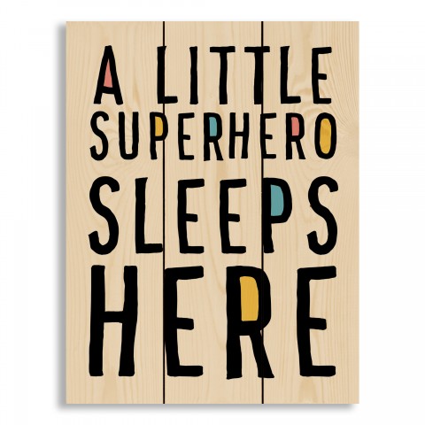 A Little Superhero Sleeps Here 10.5x14 Pallet Wood Art