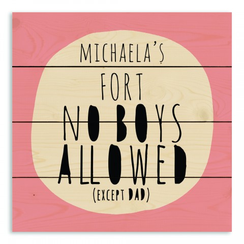 Girls' Fort Rules 14x14 Personalized Pallet Wood Art
