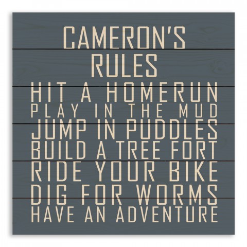 Boys' Rules 21x21 Personalized Pallet Wood Art
