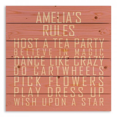Girls' Rules 21x21 Personalized Pallet Wood Art