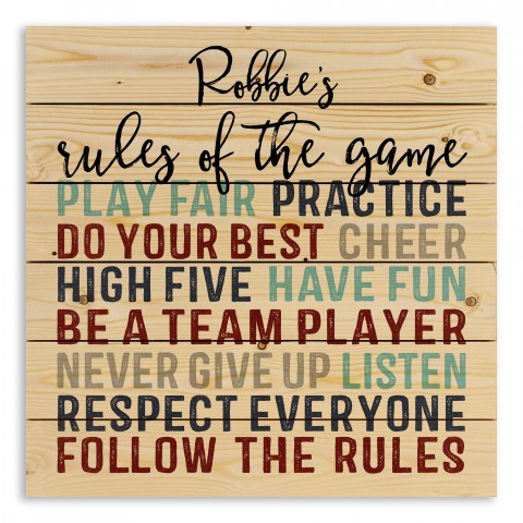 Rules of the Game 21x21 Personalized Pallet Wood Art