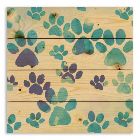 Watercolor Pawprints 14x14 Pallet Wood Art