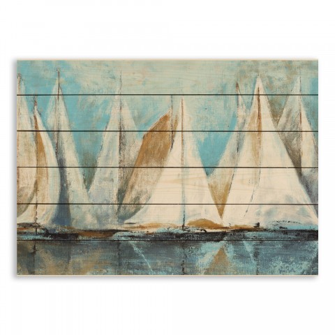 Painterly Sailboats 30x21 Pallet Wood Art