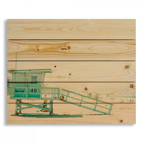 Blue Beach Tower 22x18 Pallet Wood Art