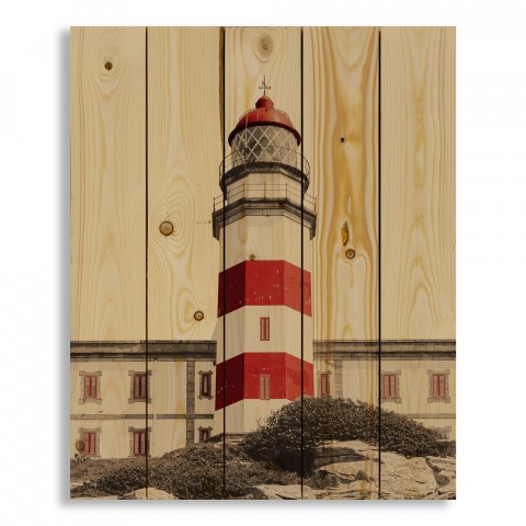 Red Striped Lighthouse 18x22 Pallet Wood Art