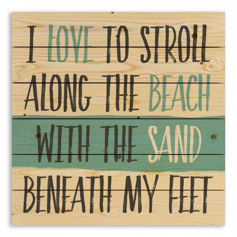 Stroll Along the Beach 21x21 Pallet Wood Art