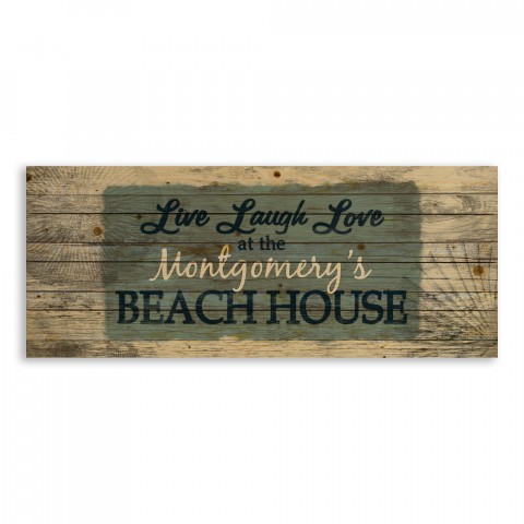 Live Laugh Love Family Beach House 36x14 Personalized Pallet Wood Art