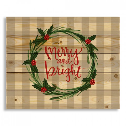 Buffalo Check Merry and Bright 22x18 Pallet Wood Art