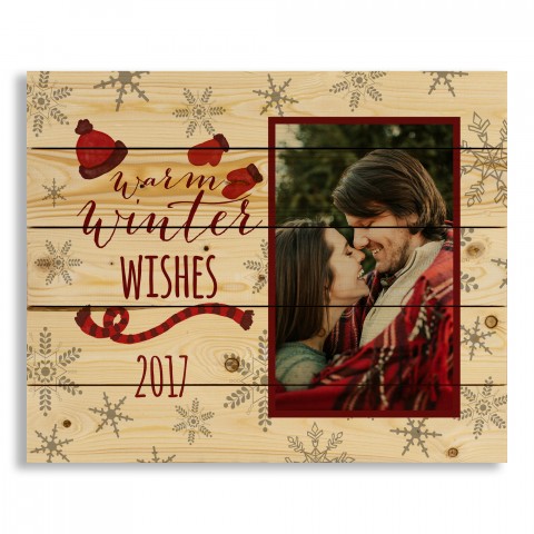 Warm Winter Wishes 22x18 Personalized Pallet Wood Art