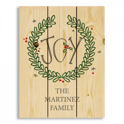 Joy Wreath 10.5x14 Personalized Pallet Wood Art