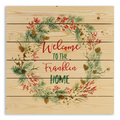 Welcome Home Wreath 21x21 Personalized Pallet Wood Art