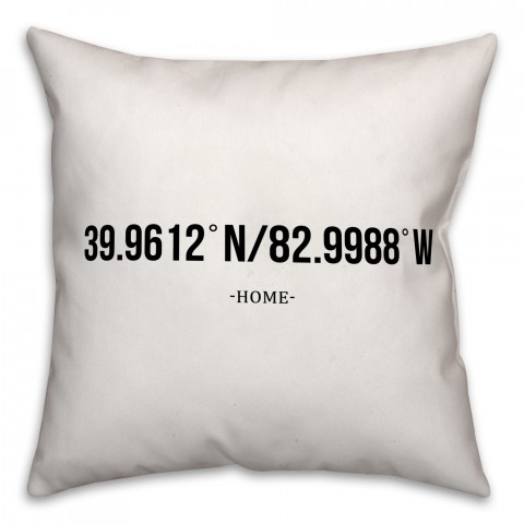 Simple Longitude and Latitude home 18x18 Personalized Spun Poly Pillow