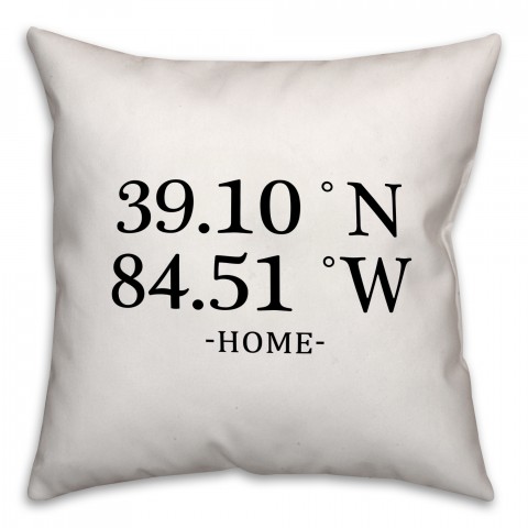 Longitude and Latitude Home Coordinates 18x18 Personalized Spun Poly Pillow