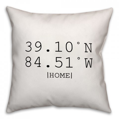Longitude and Latitude Home Coordinates 18x18 Personalized Spun Poly Pillow