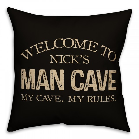 Your Name Man Cave 18x18 Personalized Spun Poly Pillow