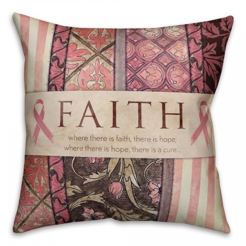  Faith Breast Cancer Awareness 18x18 Spun Poly Pillow