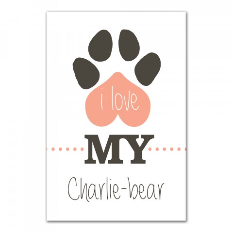 Personalized Name Love My Pet Paw Print Canvas Print