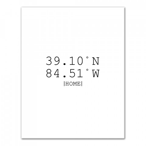 Simple Longitude and Latitude home 11x14 Personalized Canvas Wall Art