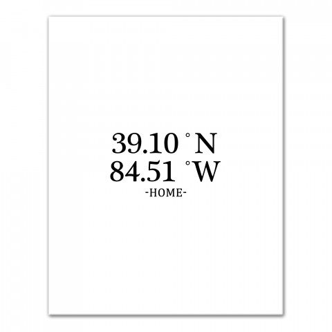 Longitude and Latitude Home Coordinates 11x14 Personalized Canvas Wall Art