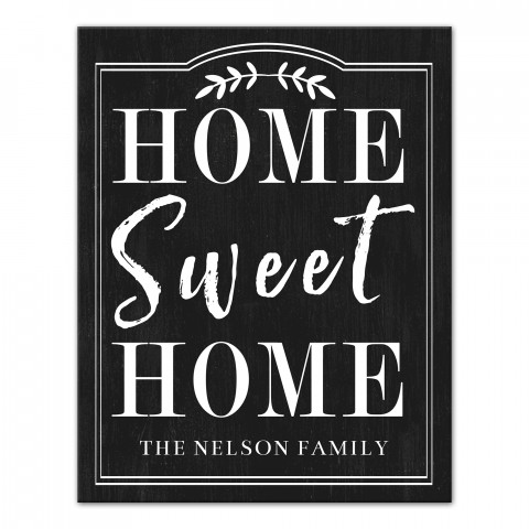 Family Name Home Sweet Home  11x14 Personalized Canvas Wall Art