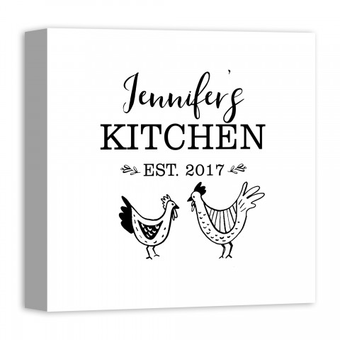 Your Name Kitchen Roosters 16x16 Personalized Canvas Wall Art