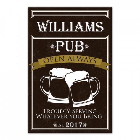Your Name Pub Sign 12x18 Personalized Canvas Wall Art